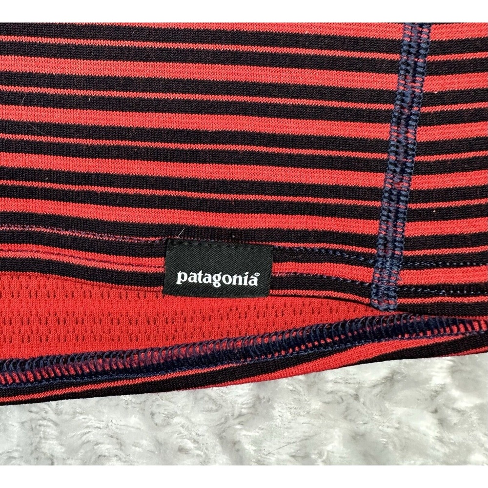 Patagonia Capilene Quarter Zip Pullover Mens S Red Striped Long Sleeve Outdoors - Picture 5 of 8